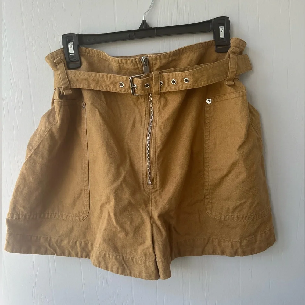 Isabel Marant Parana Paperbag-Waist Cotton Linen-Blend Shorts (size 36/4) - Picture 8 of 16